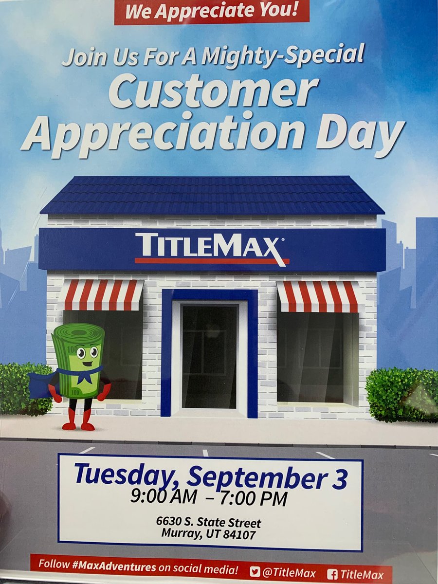 Max has made it to Utah! He is camping out at our MURRAY location. #MaxAdventures! Join us today for Customer Appreciation Day!