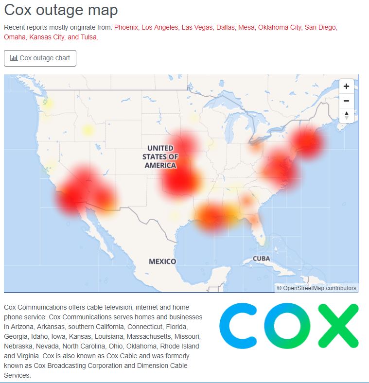 Cox Internet Outage Map Mesa Az