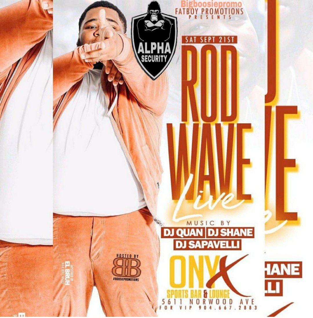 _Alphasecurity's tweet photo. #protectedbyalpha  September 21 Rod Wave at  Onyx Sports Bar and Lounge Jacksonville Florida there's going to be some Alphas in the building #ALPHASECURITYSERVICES https://t.co/c1mavvqj8A