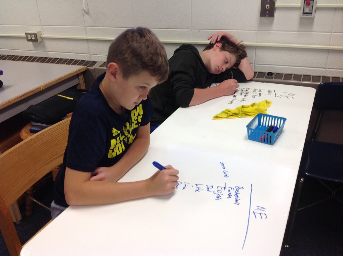Kirrclass's tweet photo. We love the new @IdeaPaint on our tables! Today we're brainstorming ideas we may use for our six-word memoirs. Thanks for the opportunity, @ABC25Foundation! https://t.co/l0HW78LoVR