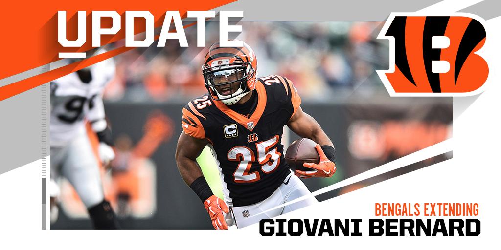 NFL's tweet photo. Bengals, RB Giovani Bernard agree to two-year, $10.3 million extension. (via @TomPelissero) https://t.co/e0qPoConAi