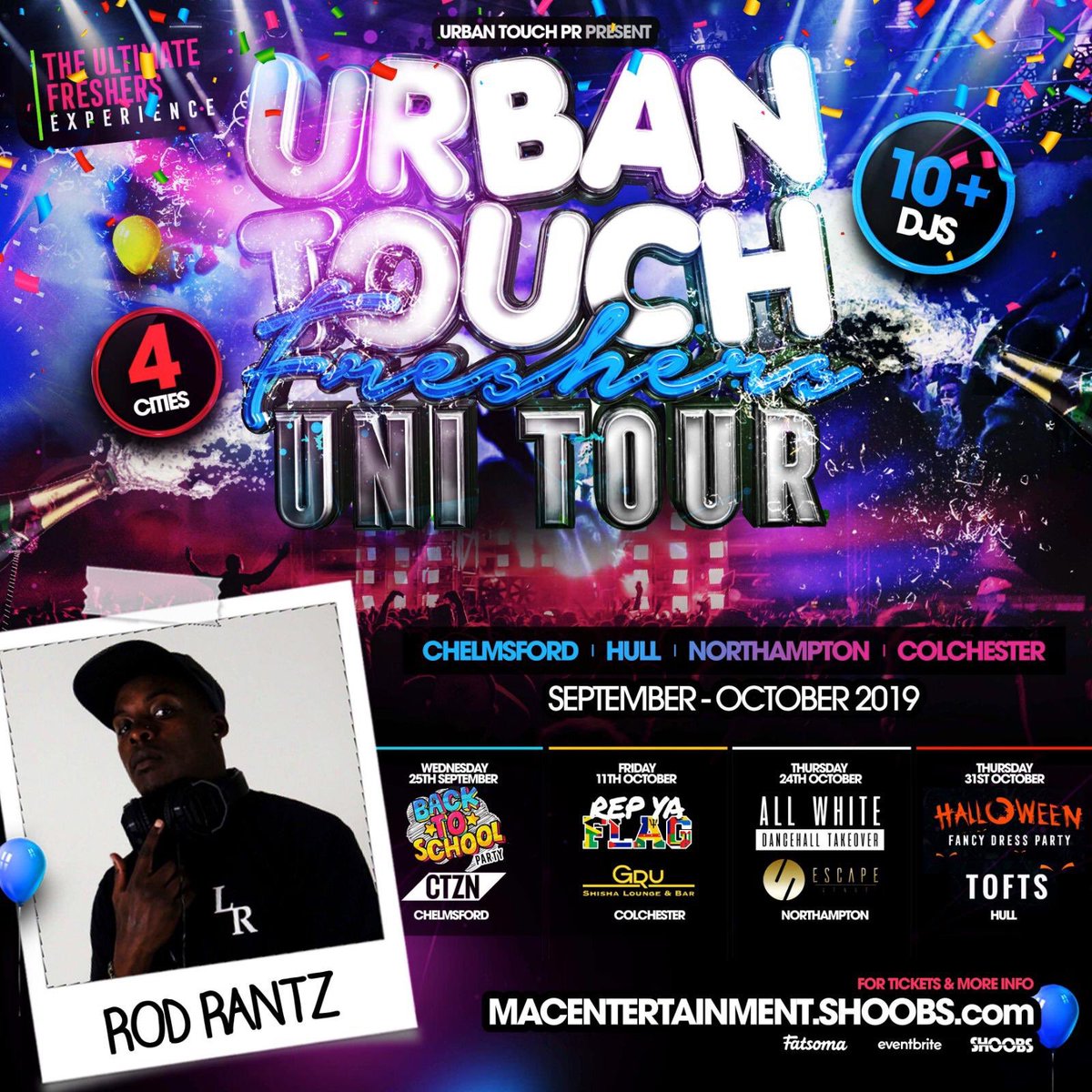 RodRantz's tweet photo. Did someone say lads on tour 👀👀 Catch me hosting the Chelmsford leg of the @urbantouchpr_ freshers tour at @ctznbar in a couple weeks 💪🏾💪🏾 more info soon come. Grab your tix now 🔥🔥
.
#rodrantz #dj #host #radio #presenter #urbantouch #freshers #tour #chelmsford #ctzn https://t.co/9uYN8Sg7Z7