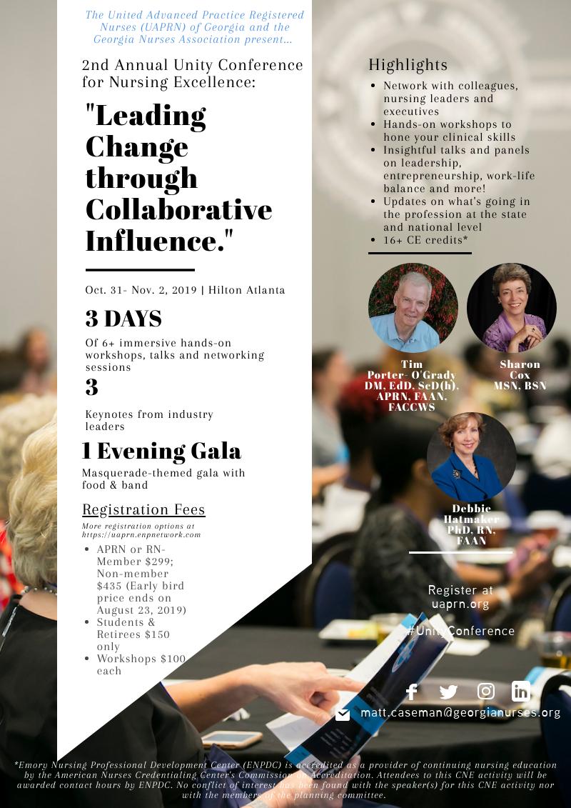 GeorgiaNurses's tweet image. #UnityConference for #Nursing #Excellence. Register at uaprn.org!

#Unity #Leadership #Advocacy #Entrepreneurship #Nursepreneurs