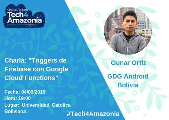 ReactBolivia's tweet photo. Este 4 de septiembre se tendra charlas con los topicos de #ReactNative #Firebase #MachineLearning, todo por el movimiento #Tech4Amazonia, se la perderan ?
Vamos a apoyar a la #Amazonia.
#ReactNative #React #JavaScript https://t.co/sPiYYXb7lO