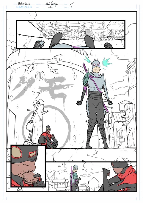 It's been some time since I've done them but here my Way of the spider sample pages. Still a lot of work to do but I'm really happy with some of the panels. 

(1/2) 