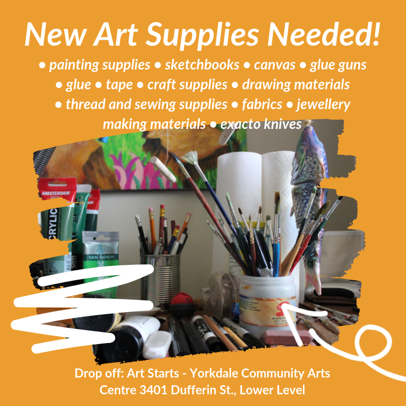 ArtStartsTO's tweet image. We are in urgent need of #art supplies! Please consider looking around your house for any new or unused art supplies you&apos;d like to #donate. Anything you donate will be used in our community art programs. For more info, contact sari@artstartsto.com #toronto #nonprofit