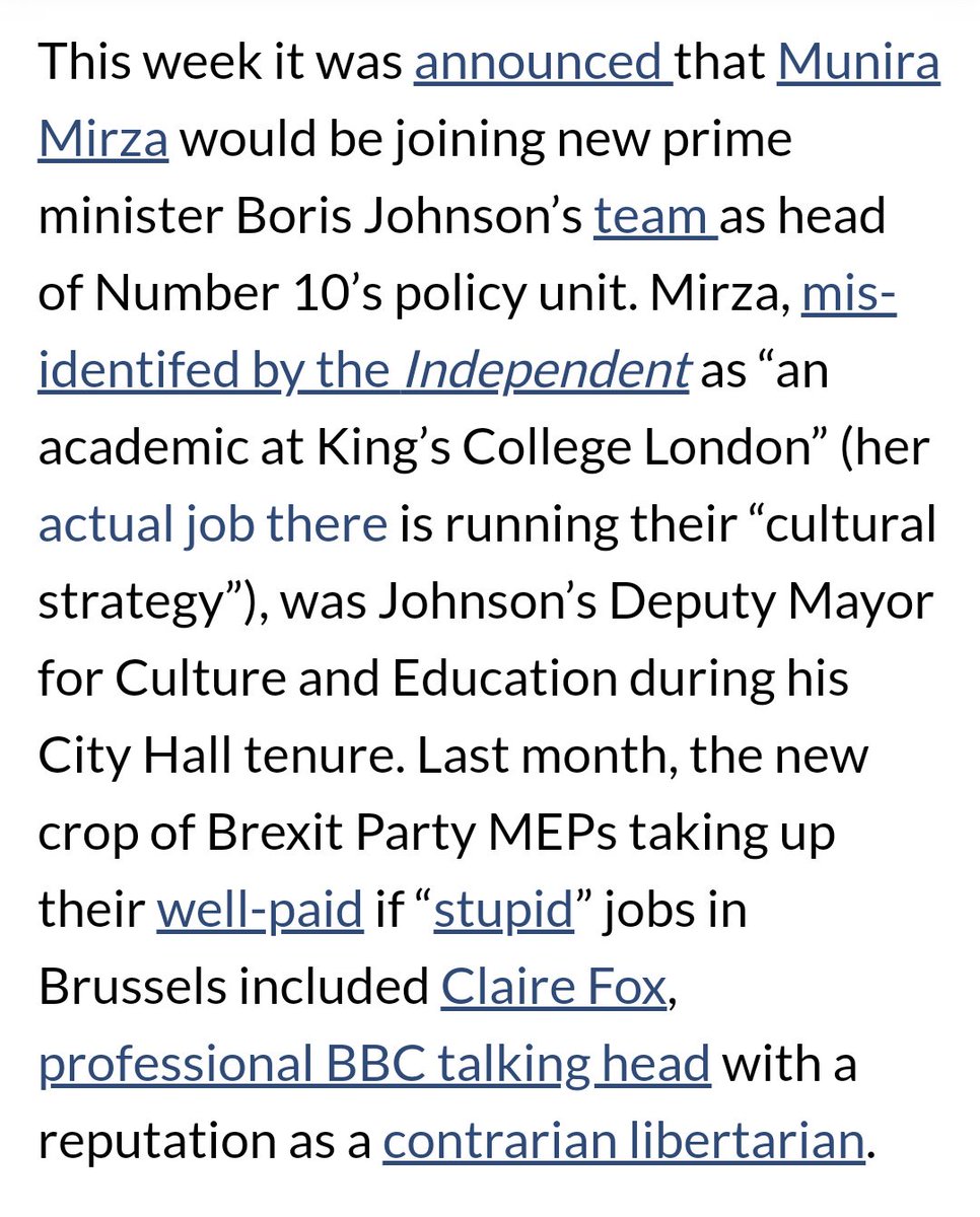 Let's return to Mirza and her soulmates Fox and Hewson, who all have much in common. All had their roots in the Revolutionary Communist Party and Living Marxism and have crossed the political spectrum from far left to far right, probably taking a short cut via the dark side.