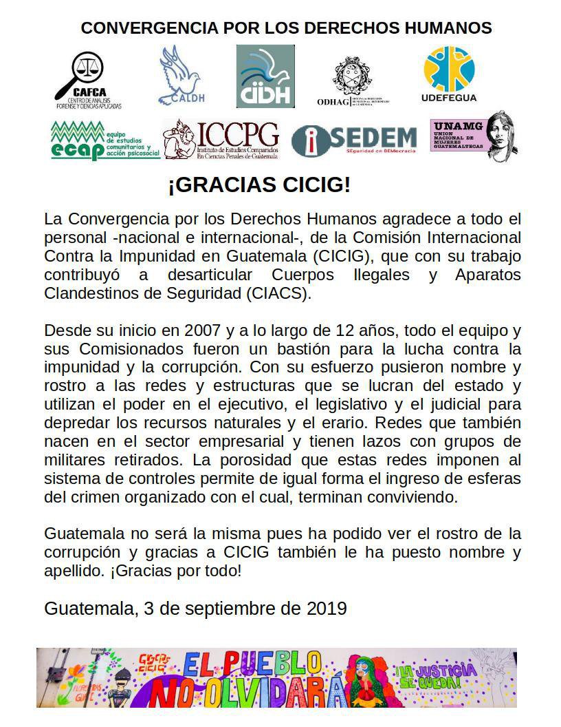 Gracias a la Convergencia por los #DerechosHumanos por su apoyo a la labor de <a href="/CICIGgt/">Archivo de la CICIG Guatemala</a> #JuntosLoHicimos