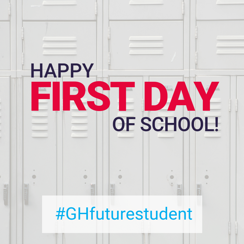 GHFutureStudent's tweet photo. The best time of the year is here! Happy first day of school to all of our #GHfuturestudents starting grade 12 today! https://t.co/8azEM5MaXx