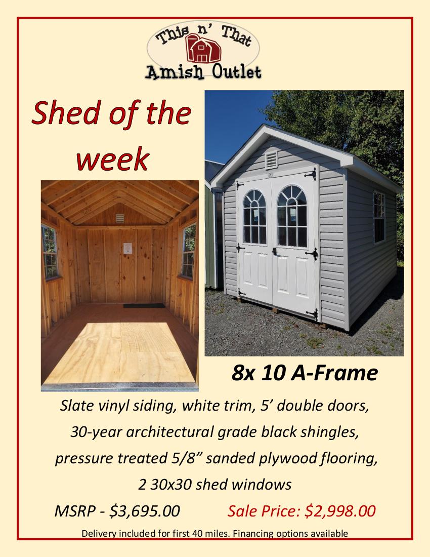 Thisnthatamish's tweet image. Shed of the week! #Leesburg #thisnthatamishoutlet #Qualitybuilt #Amish #gardenshed