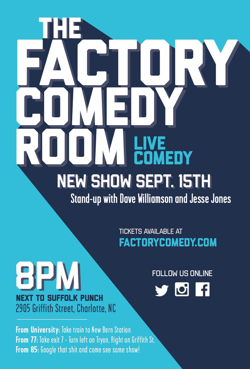 FactoryCLT's tweet image. ⚙️ NEW SHOW SEPT 15TH ⚙️
  Stand-up w/ Dave Williamson