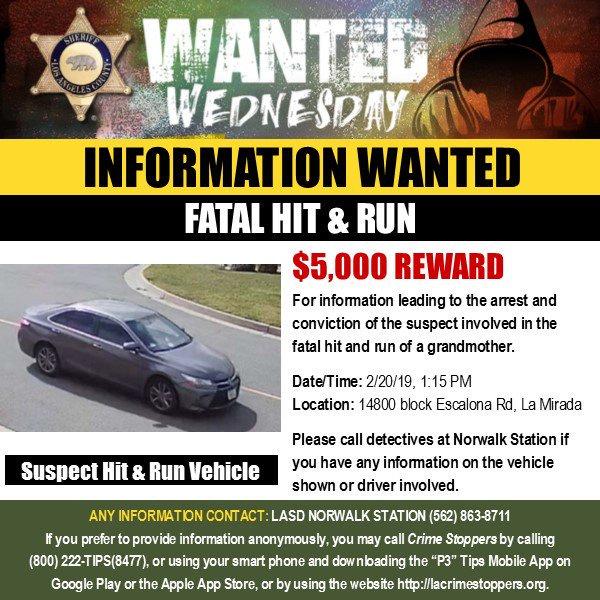 NorwalkLASD's tweet photo. HIT & RUN EPIDEMIC
It's only an accident, until you flee.
#DYK nearly 30K #HitandRuns in #LACounty per year. Leading the Nation.
Do the right thing, stop & help by calling 9-1-1. #GetInvolved
Help save a life & live with a clear conscience.
#LASD #Norwalk #LaMirada https://t.co/ZnJJLmXFhy