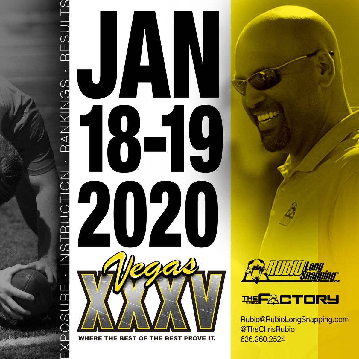 Code Red: the deadline for the Rubio Long Snapping Combo Deals for a regional fall camp &amp; VEGAS XXXV is coming up quickly!

Be sure to take full advantage of this great offer ASAP —&gt; bit.ly/2z0YFki

#RubioFamily #TheFactory