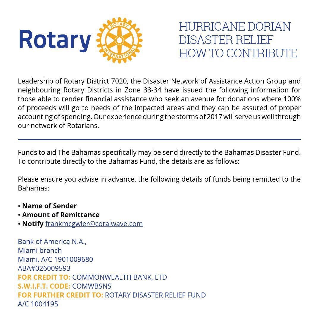 itstishh_'s tweet photo. FYI folks who are interested in donating to assist the Bahamas!
Safe and secure, with guarantee of 100% of funds received by persons in need in the Bahamas! #Rotary #Rotaract #RotaractBlue #Rotaract7020 https://t.co/mB5riFDERf