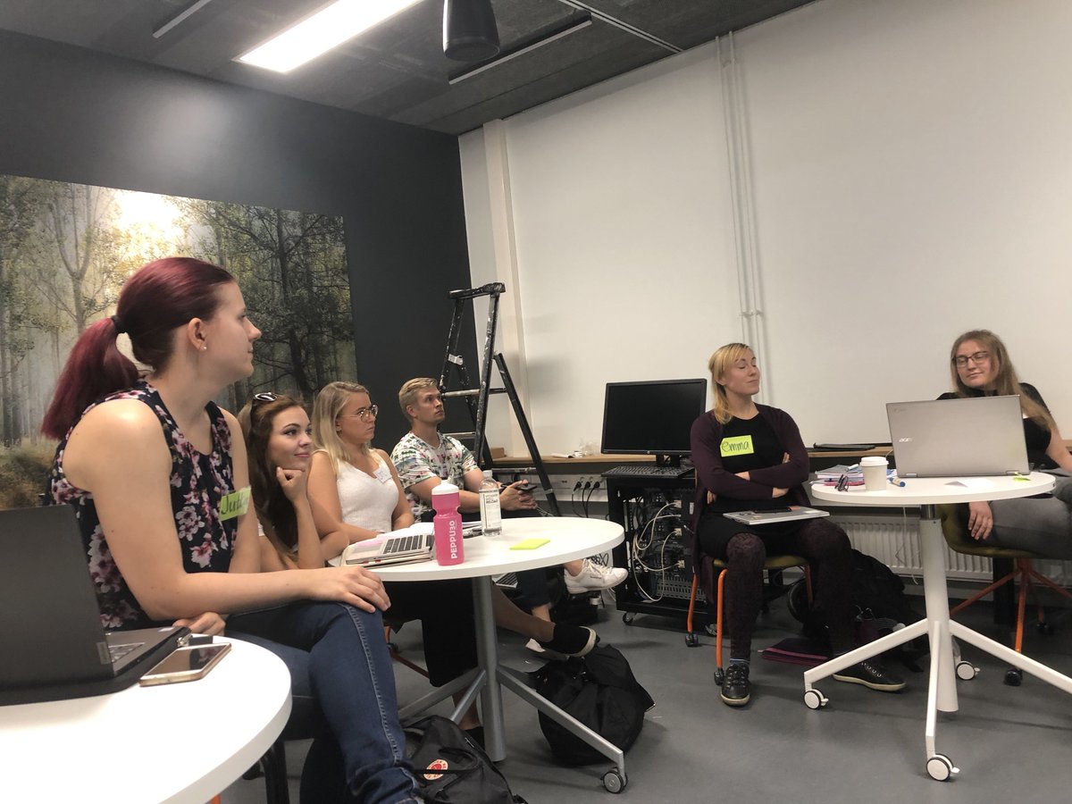 NevgiAnne's tweet photo. Today started #caledoniahub & #mrhub research group at Caledonia Hub. 7 students work as junior researchers supervised by @NiclasSan Jani Holopainen, Antti Lähtevänoja, and me. #virtualreality #designscienceresearch #transdisciplinaryresearch #newmodelforgraduseminar https://t.co/ntNwsFItJe