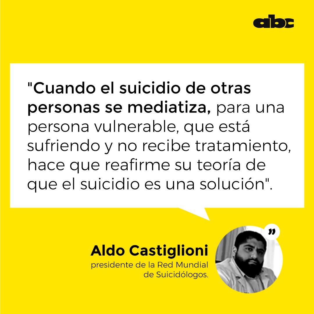 ABCCardinal's tweet photo. [AUDIO] #SaludMental Desde Red Mundial de Suicidólogos, se pide no estigmatizar y detectar señales ante la alarmante presencia de casos de suicidios.

📌El Dr. Aldo Castiglioni conversó en la #730AM al respecto.

📲Escuchá aquí: https://t.co/WsA7zL9qb2 https://t.co/k9Nc2h03kV