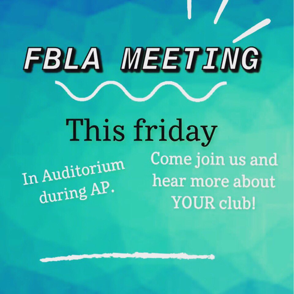 sft_fbla's tweet photo. This Friday come join us! Not a member? Don’t worry it’s not too late to join! Come and experience the first meeting of many. Full of fun activities and important info😁 https://t.co/zm9cCpNf0n