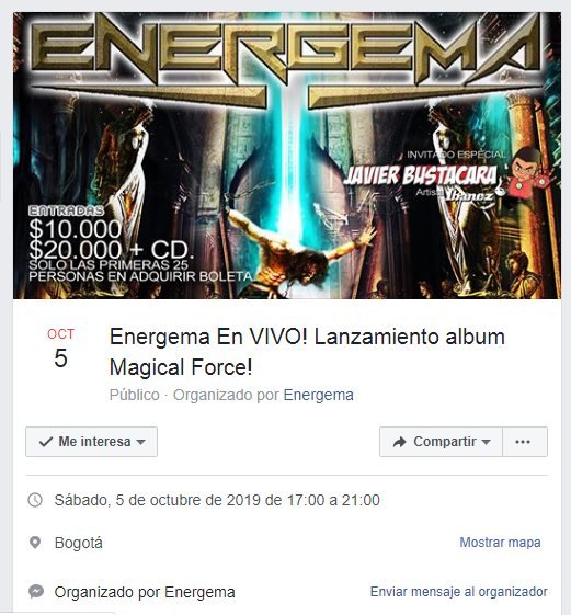 EN CONCIERTO... ENERGEMA (Power Metal Colombiano) 
n9.cl/c43f
