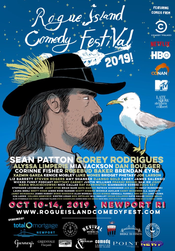 RHODE ISLAND! Tickets are now on sale for the 5th annual Rogue Island Comedy Fest, and the lineup is 🔥! Come see @mrseanpatton @rosebudbaker @PhilanthropyGal @miacomedy @coreyrodrigues @BridgetPhetasy @alyssalimp and over 60 more comics! Full schedule at http://rogueislandcomedyfest.com
