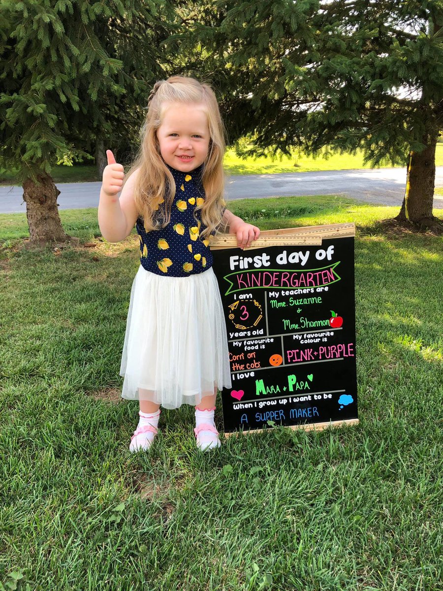 FrenchLaurie's tweet photo. Papa was sure proud of Miss Alena! Off to JK @TPCS_LDSB @LimestoneDSB @OPSBA #LDSBfirstday #OntEdFirstDay #TimeFlies https://t.co/Zkijq0HyYR