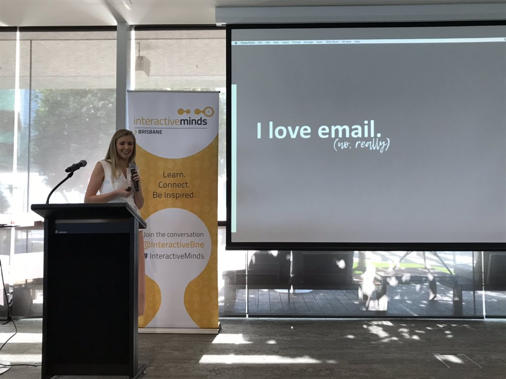 InteractiveBne's tweet photo. Our second speaker today is Eloise Gillespie from @ladbrokescomau - sharing her love of email. It’s one of the channels we have as marketers that isn’t controlled by a third party algorithm! #interactiveminds #emailmarketing https://t.co/KXz8bx0Exk