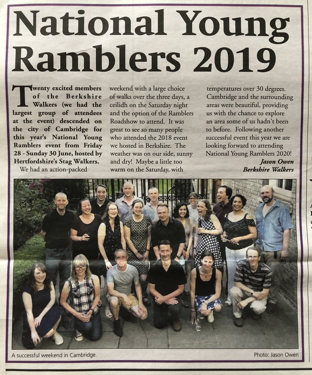 BerksWalkers's tweet photo. Have you received your copy of ‘South East Walker’?

You will see an article about our recent trip to Cambridge for NYR 2019 @NYRweekend!

Thank you @StagWalkers for hosting! 

We are looking forward to heading to York for NYR 2020 hosted by Get Your Boots On!

@RamblersGB https://t.co/RFaUoccwcL