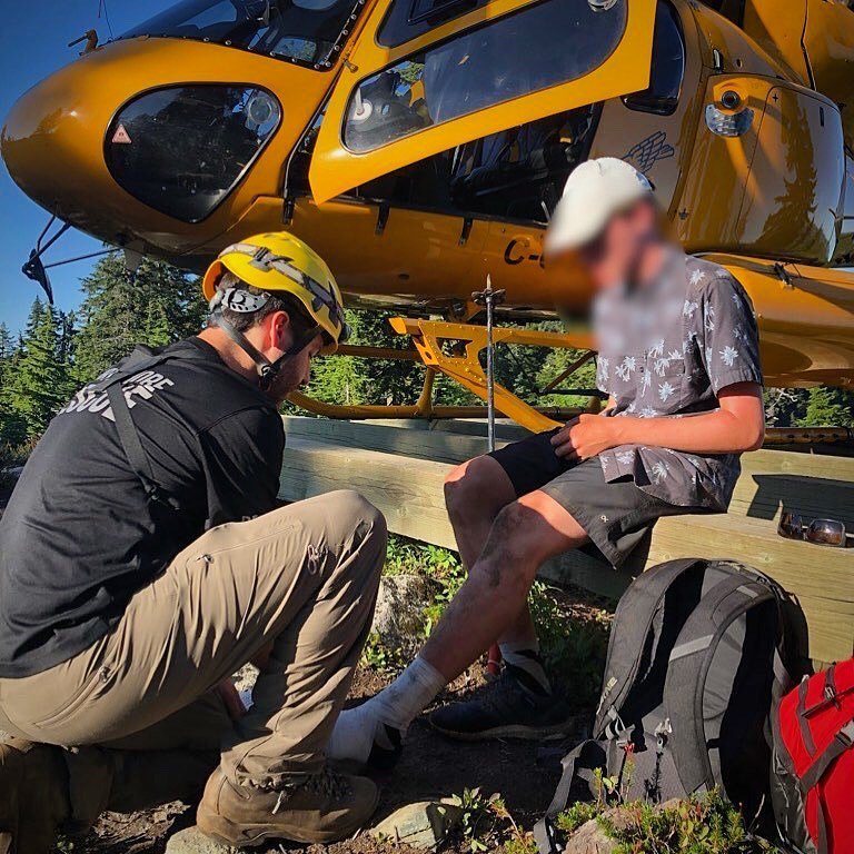 Repost By northshorerescue:  NSR was called out this afternoon to assist a hiker who had sustained an ankle injury near Crown Mountain. The hiker was able to hike with assistance from his friends and NSR members to a helipad where he was flown out.