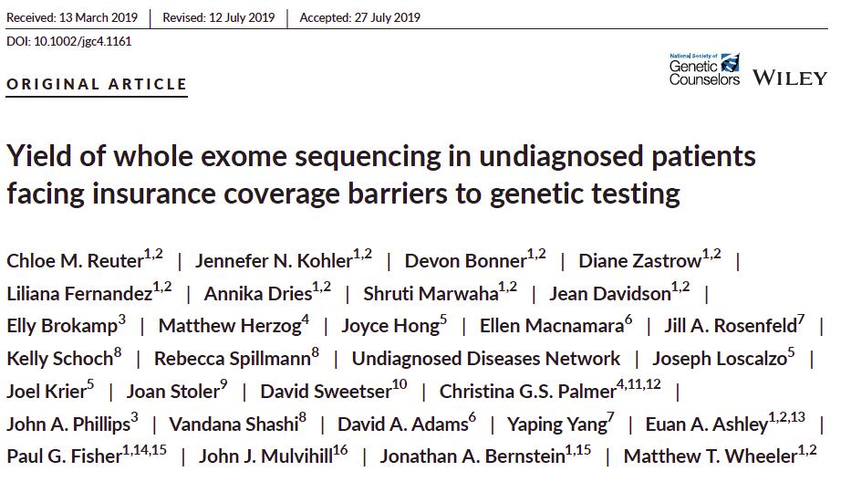 Chloe Reuter (@chloereutercgc) on Twitter photo 1/ Proud to share our paper with <a href="/MWheelerMD/">Matthew Wheeler</a> out today in <a href="/GeneticCouns/">Genetic Counselors</a> Journal of Genetic Counseling on outcomes of WES in patients with undiagnosed diseases facing prior insurance barriers #GCchat <a href="/UDNconnect/">UDN</a>  tinyurl.com/yylyoy6f 1/ Proud to share our paper with <a href="/MWheelerMD/">Matthew Wheeler</a> out today in <a href="/GeneticCouns/">Genetic Counselors</a> Journal of Genetic Counseling on outcomes of WES in patients with undiagnosed diseases facing prior insurance barriers #GCchat <a href="/UDNconnect/">UDN</a>  tinyurl.com/yylyoy6f