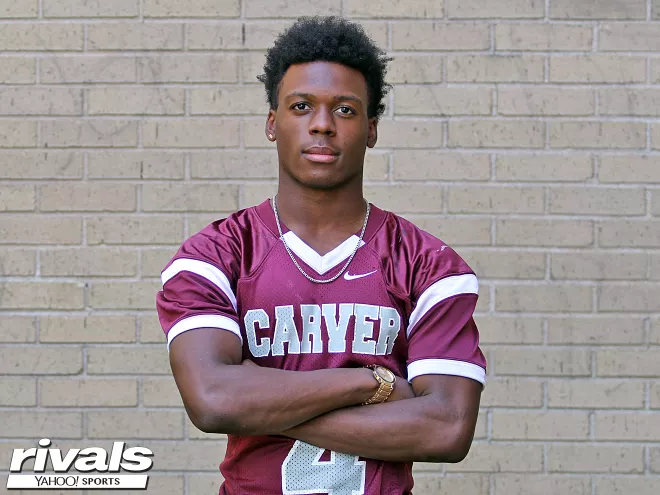 Atl_TD_Club's tweet photo. The @Atl_TD_Club is excited to announce it's second Back of the Week Presented by @AnlseyAtlanta is Running Back from Carver (Atlanta), Jo'Quavious Marks. The Miss. State commit rushed for 270 yards and three TD's and caught another as well. @JoquaviousMarks #TCABackoftheweek https://t.co/pNw7VBfQes