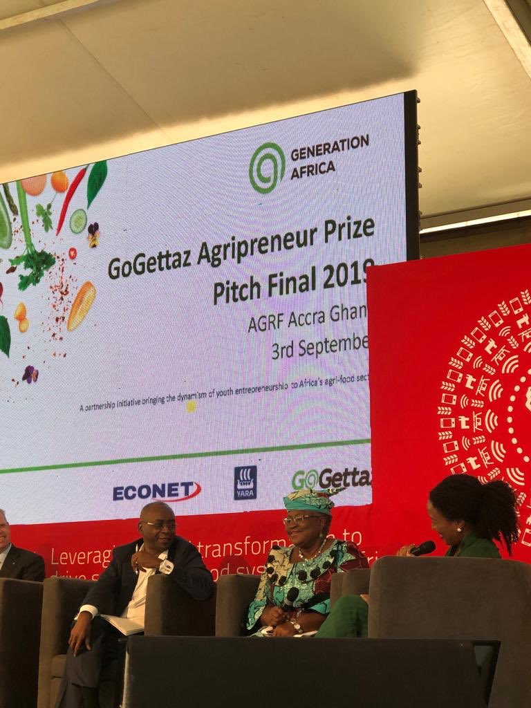 NOIweala's tweet image. Agritech &amp;amp; Agripreneurs are the future of Africa. Thanks to @TheAGRF for highlighting the centrality of a tech driven agriculture for our young people. Thanks to Strive Masiyiwa and @yara for the new agripreneur competition and #Gogettaz prize.