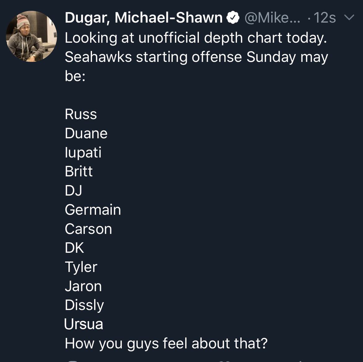 Sea Seahawks Depth Chart