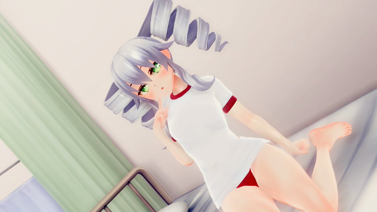Excahm's tweet photo. Uni, but on PE uniform, waiting for you anon-kun.

Shes not feeling good, but... Looks good???

#cm3d2 #Neptunia https://t.co/QhN9xHe21t