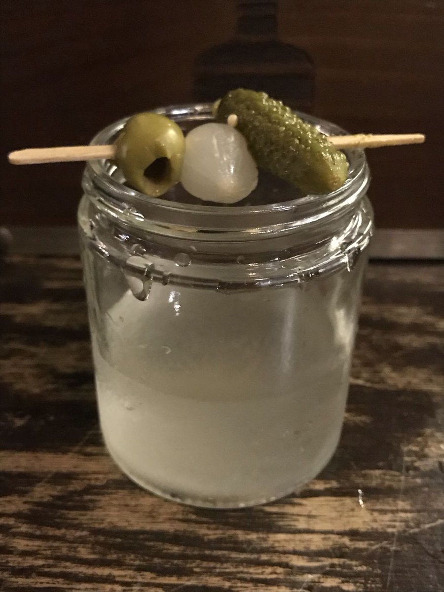 Dirty Deed- Titos vodka, Gordon’s gin, Dirty juice.  #makeitdirty