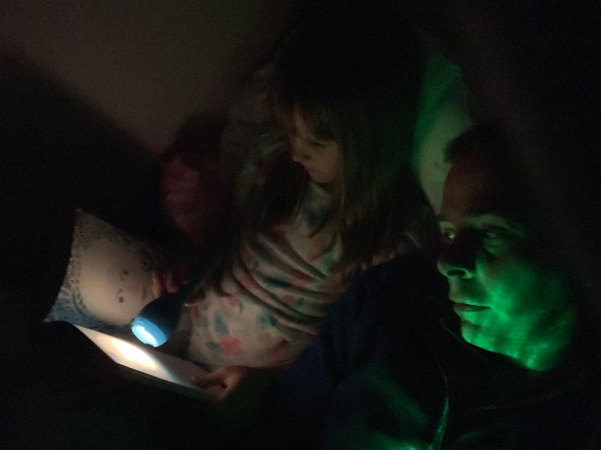 HelksVicky's tweet photo. Reading a biography with a torch!! #MNASummerReadingBingo https://t.co/270BURsUzx
