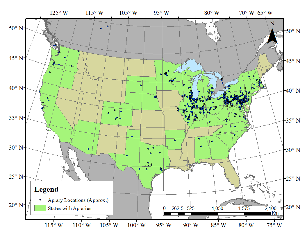 beescapepsu's tweet photo. Check it out! @beescape now has registered apiaries in over 30 states! (actual locations slightly obscured)
@beekeeping @bees @honeybees https://t.co/sxH6CUmybH