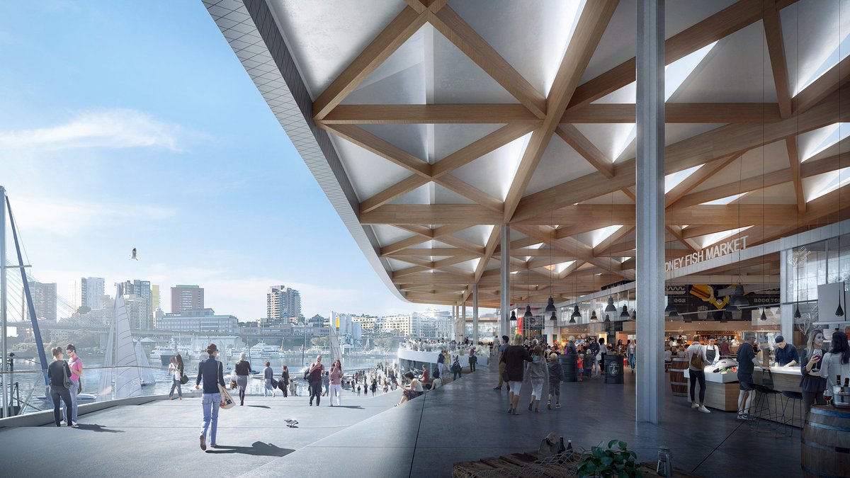 DesignandBuild1's tweet image. Danish architecture firm 3XN/GXN has revealed its latest renders and design vision for the new Sydney Fish Market. The goal is that the Sydney Fish Market will become a world-class #foodie destination.

#BuildingTrust #SydneyFishMarket #3XN #PrioritisingPeople #UrbanGrowthNSW