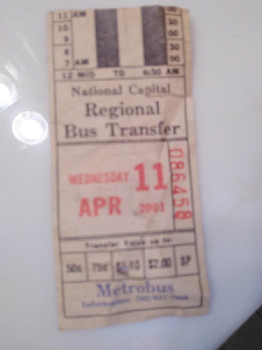 Oh snap! How's this for a #throwback - I still have an old Metrobus paper transfer from April 11th, 2001! Maybe I'll get it laminated lol #WMATA