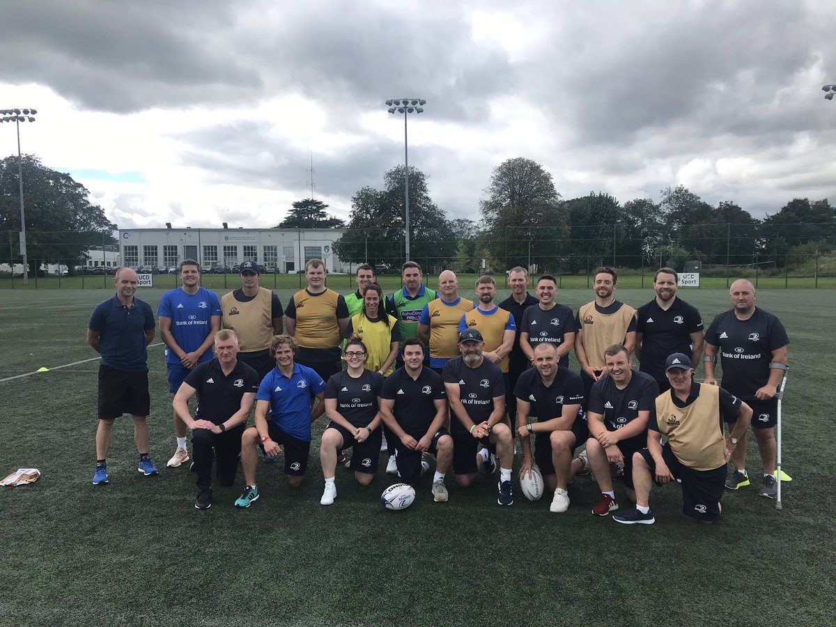 twowheelprof's tweet photo. Thank you @DerekMaybury @leinsterrugby for the day with your coaches. They embraced traffic jams, wild animals, thumb wars and #dadjokes - laughter, being big kids and plenty of activity! @carver_coaching adding his magic too. Go well this season #valueofplay https://t.co/0cTvPdbKRU