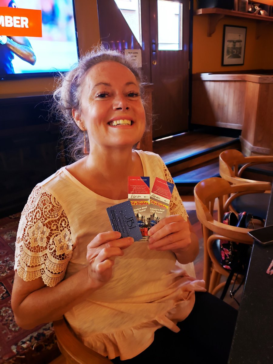 Who wouldn't be happy picking up a $50 JBI GC &amp; 2 hop on hop off passes from our friends at Gray Line Sightseeing Victoria? Congrats Brigitte! 
Keep watching and you could be our next winner😎
#MakeUsYourLocal #yyj #victoriabc