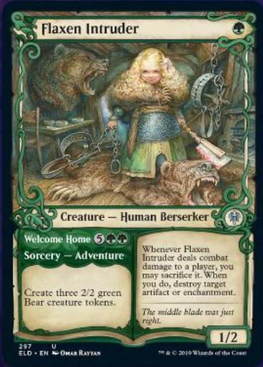 Card_Kingdom's tweet photo. Another #MTGELD preview? Thanks for gracing Twitter with this delight @wizards_magic.

Flaxen Intruder looks like one heck of a Bear-serker. https://t.co/PIx3rhwauV