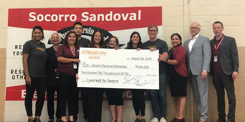 RelativityHQ's tweet photo. .@BuiltInChicago: "Relativity awarded $250K to @SandovalSchool, a dual-language school that serves 900 students in Chicago’s Gage Park neighborhood. The #WiredToLearn grant, awarded over 3 years, will go toward new tech, school labs, & teacher training." https://t.co/ZogRDbFHJ2 https://t.co/VerG1hLWjE