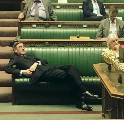MattBonanner's tweet photo. Imagine if @jeremycorbyn sat like this. The Tory papers would literally explode.

#HouseofCommons #Brexit https://t.co/AWUPw61Eb2