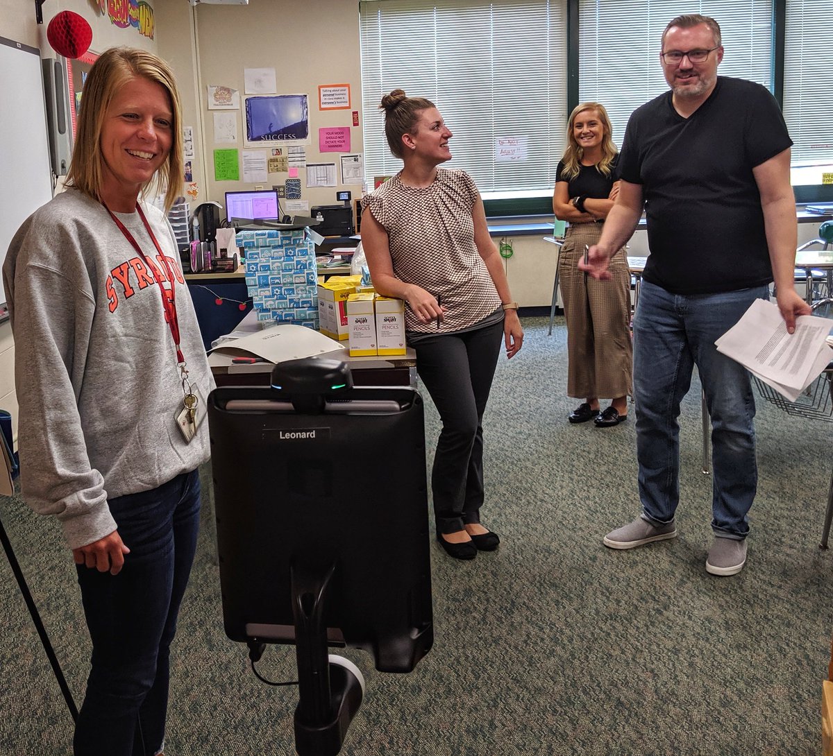 jbtechcoach's tweet photo. Too much fun with @DoubleRobotics today touring our @LeRoy_Knights building and meeting 7th grade teachers! 😁 Hailey is ready to crush the 1st day tomorrow! Get the tissues @mconiber she's officially in junior high! https://t.co/nneT32sdW3