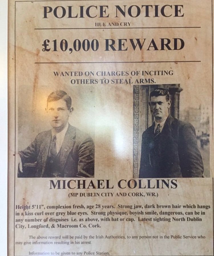 This wanted poster for Michael Collins redefines "wanted".
