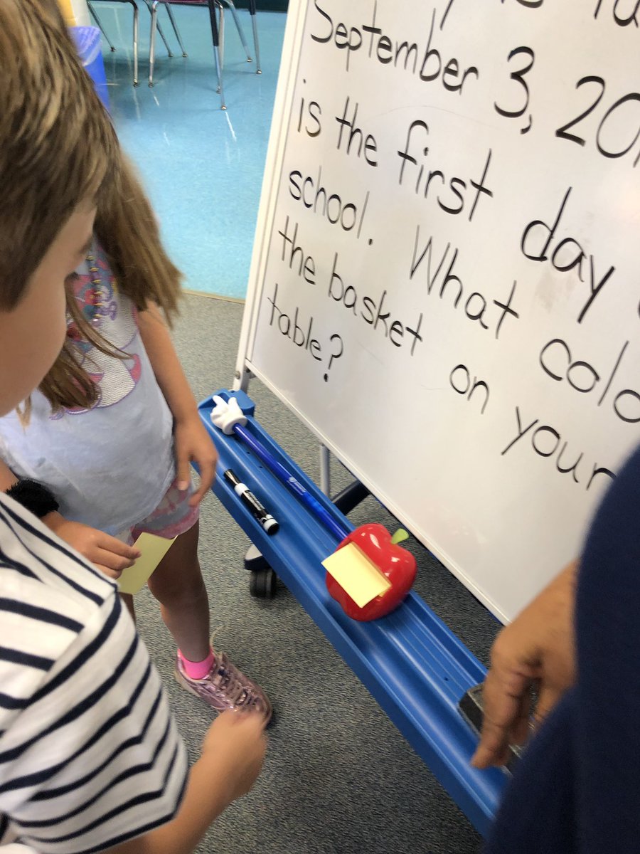 lsullivan's tweet photo. Ms Vaughn @KwbVaughn welcomes 1st grade students on the first day of school &amp; then Ss greet classmates as they enter the classroom #community #KWBPride @BarrettAPS #APSback2school #APSisAwesome https://t.co/twODiz0bGP