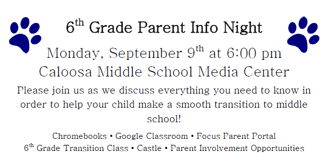 CaloosaM's tweet photo. Attention all 6th grade parents! https://t.co/Vf8vc7VLHr
