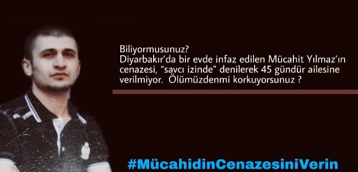 KoerdenV's tweet photo. 45 dagenlang heeft de Turkse Staat het lichaam van Mücahit Yilmaz niet aan zijn familie overgedragen.
Mücahit werd 45 dagen geleden geëxecuteerd door politieagenten van de Turkse Staat.
#MücahitinCenazesiniVerin https://t.co/WUMPp98Q1q