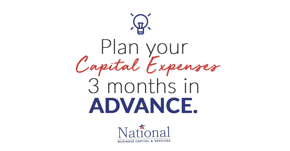 natbizcapital's tweet photo. No matter what industry your business is in, it's vital to plan your capital expenses 3 months in advance. #NationalTips
#CapitalExpenses #PlanAhead #BusinessOwner #Entrepreneur https://t.co/uXQ9bsqKId