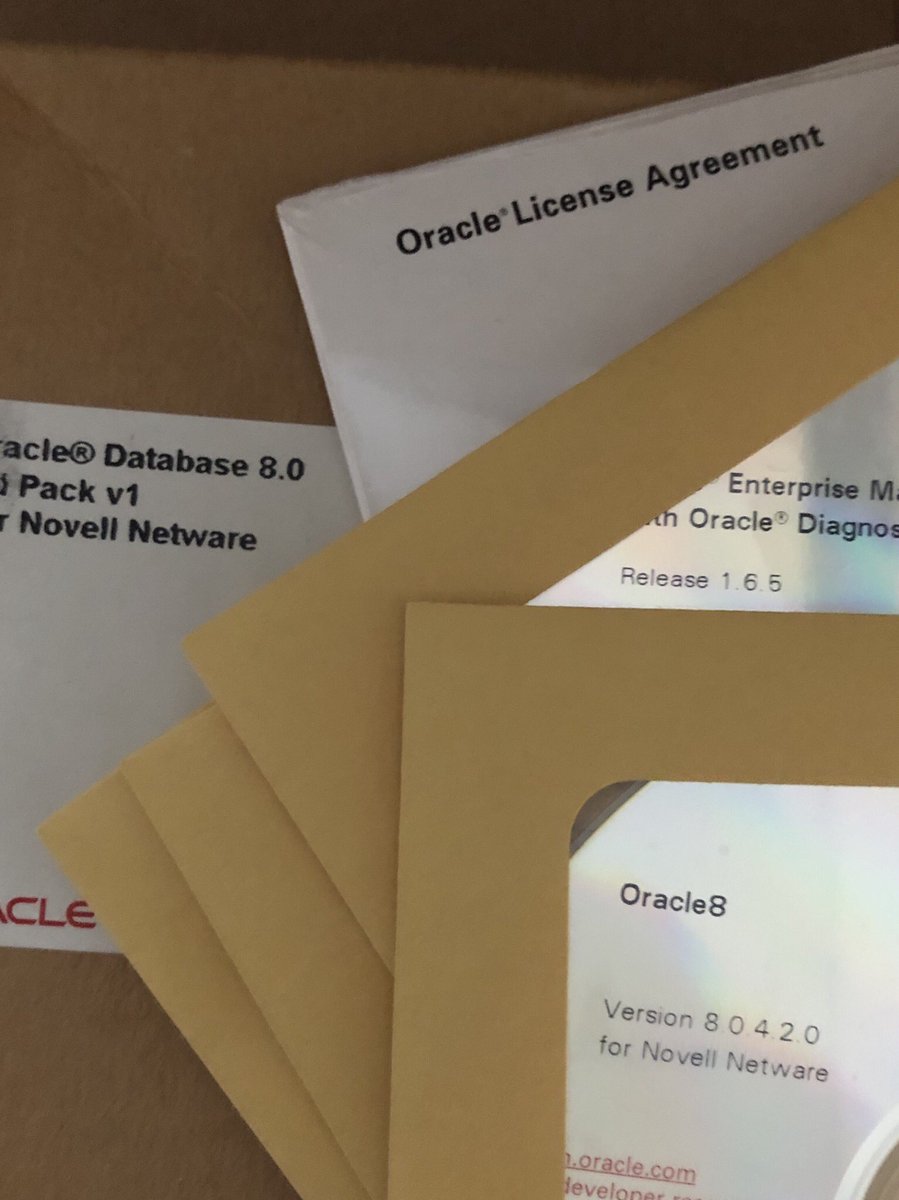 I cleaned up my drawer and found some Oracle 8.0 installation CDs for Novell Netware, anyone interested?
