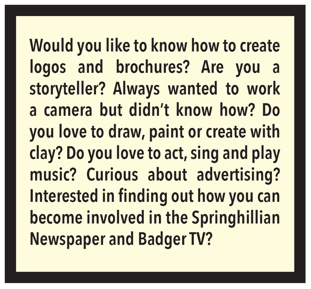 hatleyr's tweet photo. Did you know you can major (and minor) in #GraphicDesign #Studioart #MediaPerformingArts #DVP #prAdvertising &amp; #Journalism here on the hill? @sprhill Come to our Discover the Division event 9/19,4pm in Gautrelet to find out more @shc_admissions #shcfamily #findyourpurpose https://t.co/k5g0UlGzqt